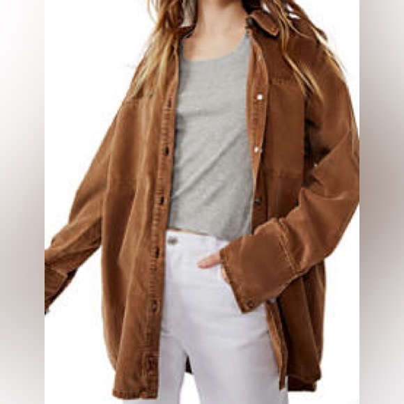 New We The Free x Free People Button Front Baby Corduroy Oversized Top /Jacket - Picture 15 of 15